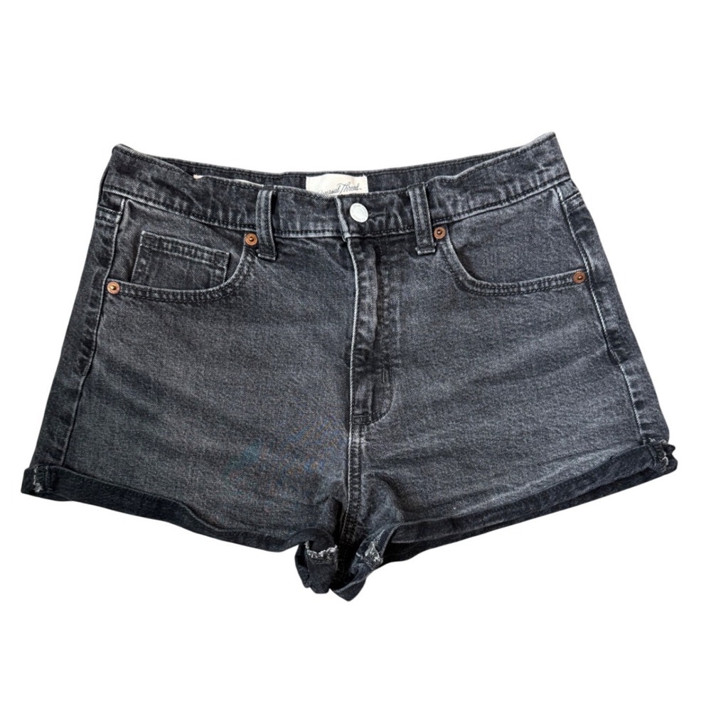 Universal Thread Womens Black Denim 90s Cutoff Shorts Size 6 High Rise Cuffed